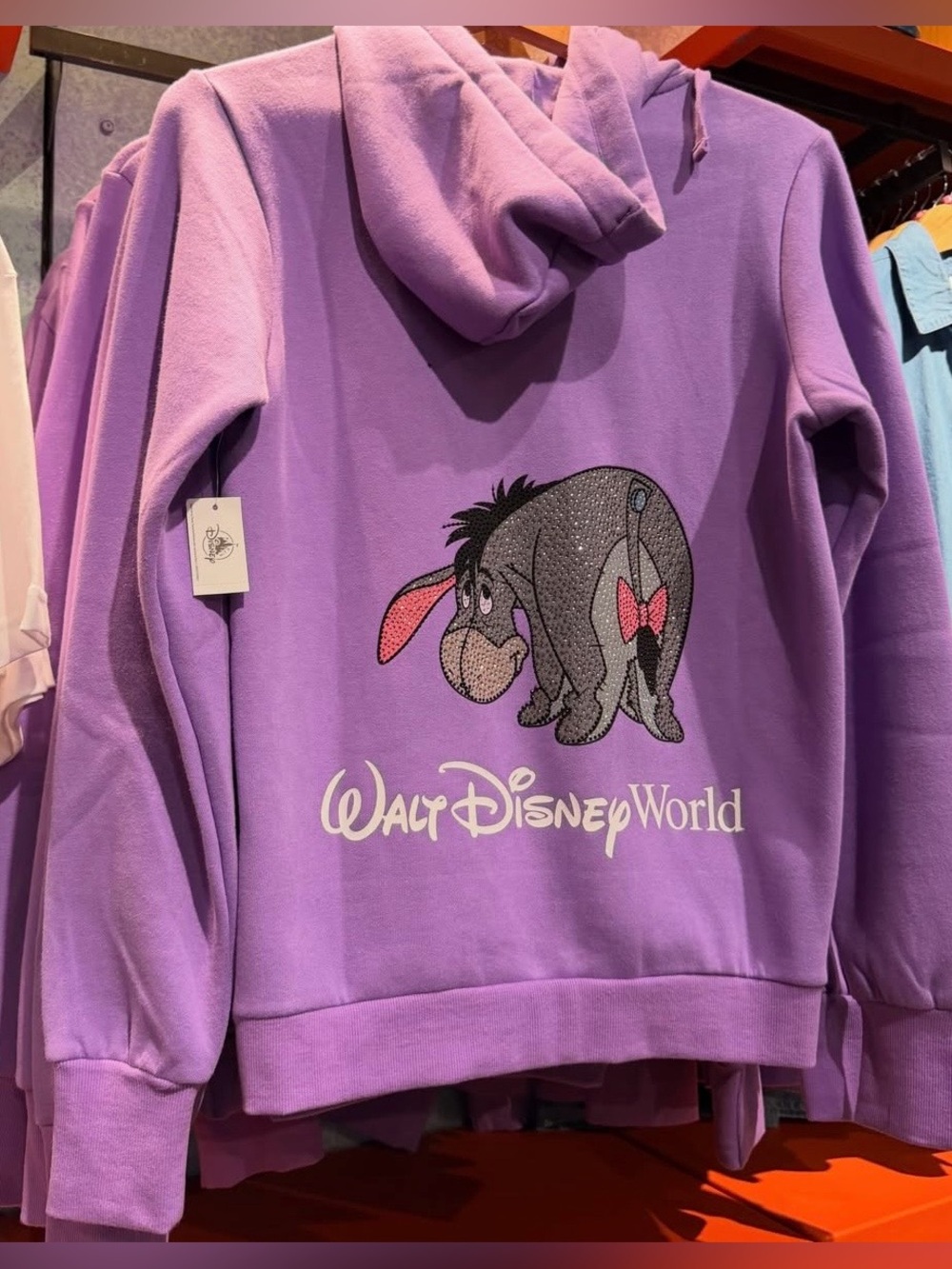 NWT 2026 Walt Disney World Parks Eeyore Rhinestone Zip Up Hoodie Purple L